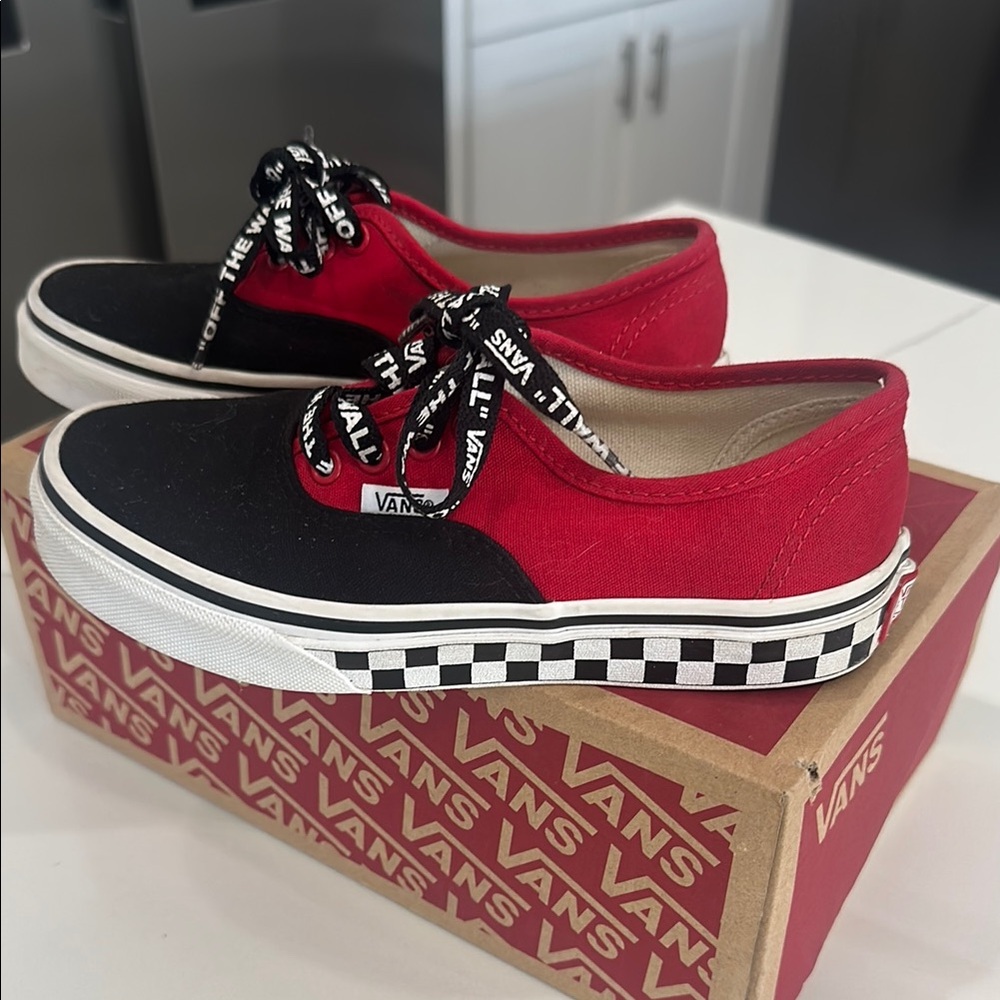 Boys Vans Red and Black Classic Van